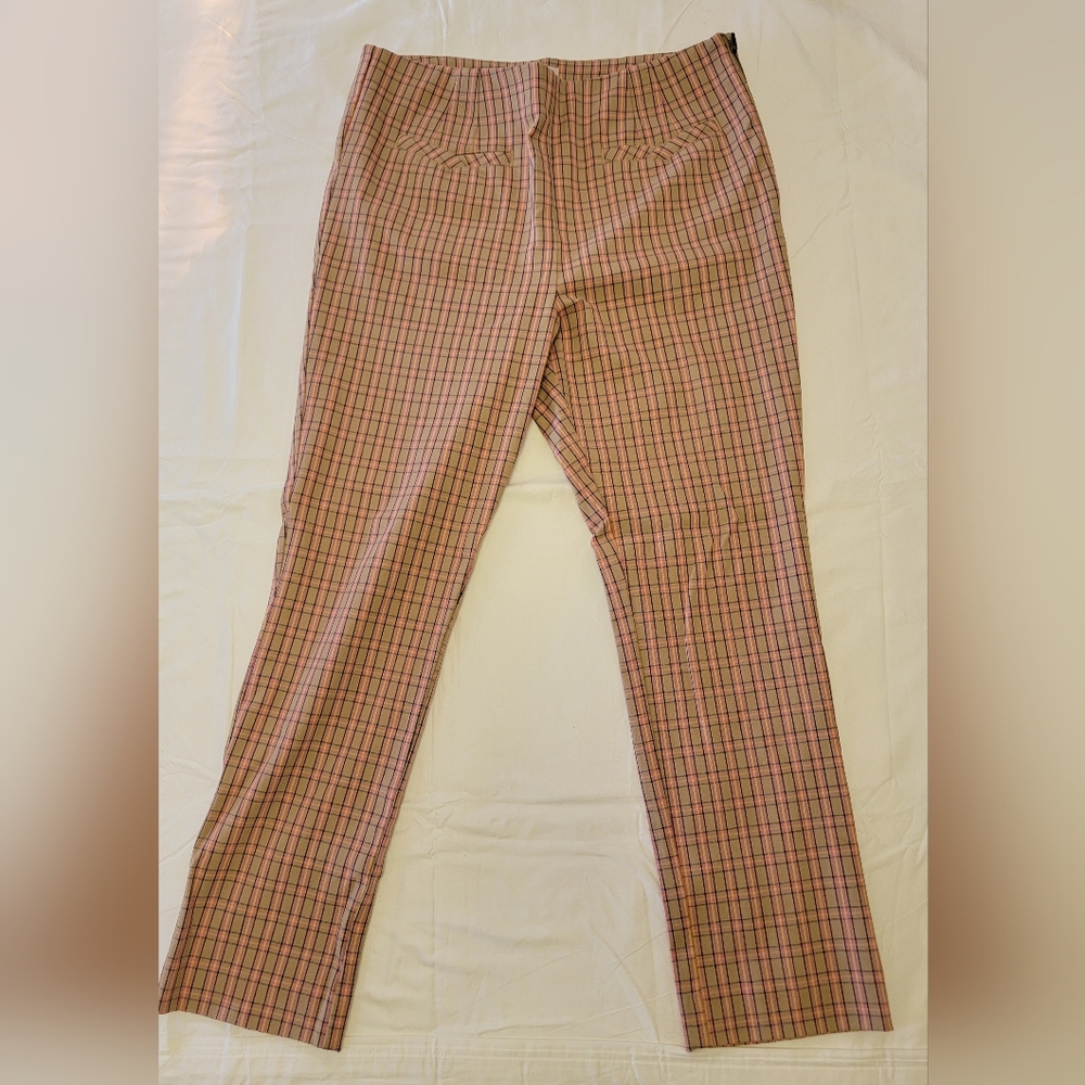 The Essential Slim by Anthropologie Tan Plaid Pants, Size 12